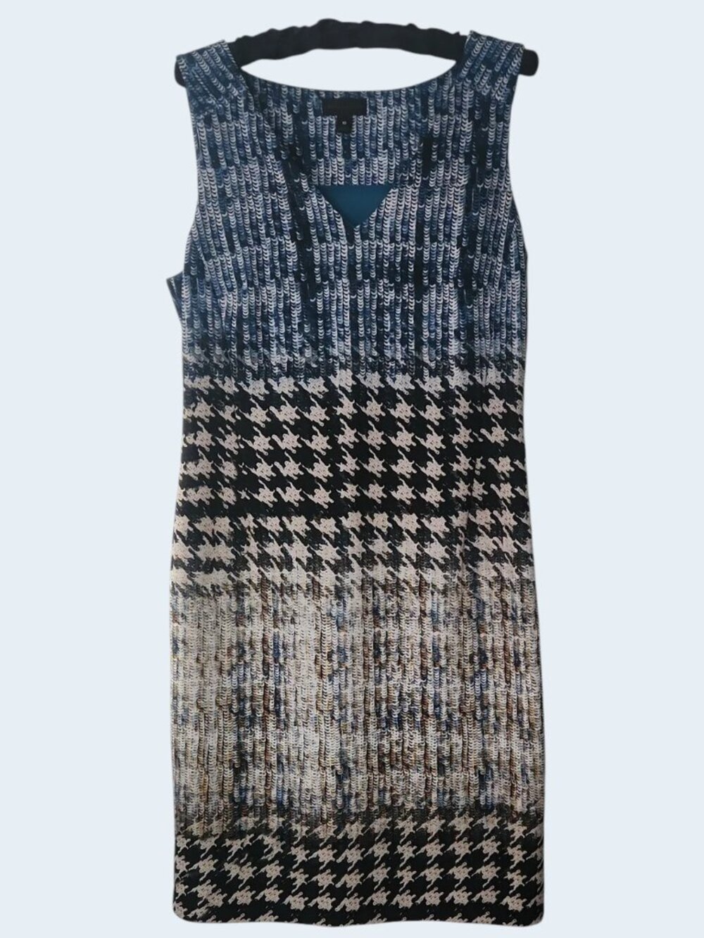 Worthington Blue, Black and White Patterned Sheath Dress